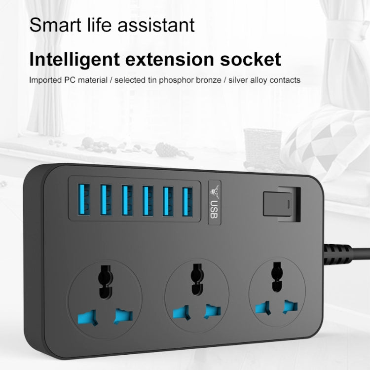 T09 3000W High Power Multi-Function Plug-in 3-Hole International Universal Jack + 6 USB Intelligent Charging UK PLUG - Extension Socket by PMC Jewellery | Online Shopping South Africa | PMC Jewellery | Buy Now Pay Later Mobicred