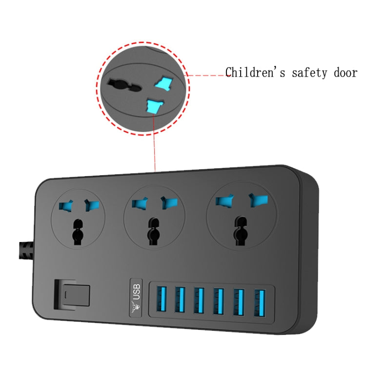 T09 3000W High Power Multi-Function Plug-in 3-Hole International Universal Jack + 6 USB Intelligent Charging UK PLUG - Extension Socket by PMC Jewellery | Online Shopping South Africa | PMC Jewellery | Buy Now Pay Later Mobicred