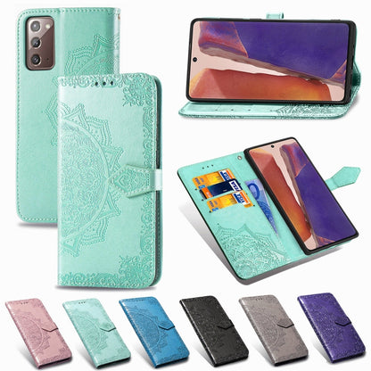 For Samsung Galaxy Note20 Ultra Halfway Mandala Embossing Pattern Horizontal Flip Leather Case with Holder & Card Slots & Wallet & Lanyard(Rose Gold) - Galaxy Note20 Ultra Cases by PMC Jewellery | Online Shopping South Africa | PMC Jewellery