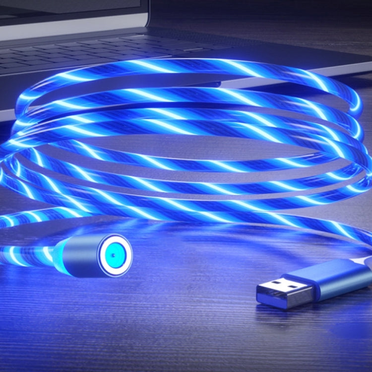 2 in 1 USB to 8 Pin + Micro USB Magnetic Suction Colorful Streamer Mobile Phone Charging Cable, Length: 1m(Blue Light) - Charging Cable & Head by PMC Jewellery | Online Shopping South Africa | PMC Jewellery | Buy Now Pay Later Mobicred