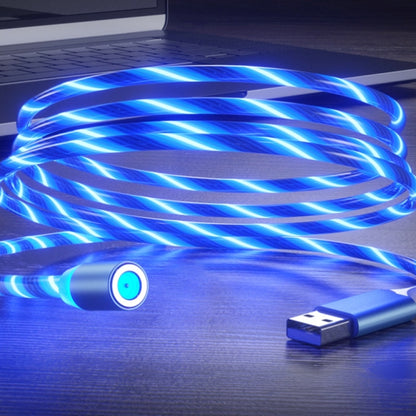 2 in 1 USB to 8 Pin + Micro USB Magnetic Suction Colorful Streamer Mobile Phone Charging Cable, Length: 1m(Blue Light) - Charging Cable & Head by PMC Jewellery | Online Shopping South Africa | PMC Jewellery | Buy Now Pay Later Mobicred