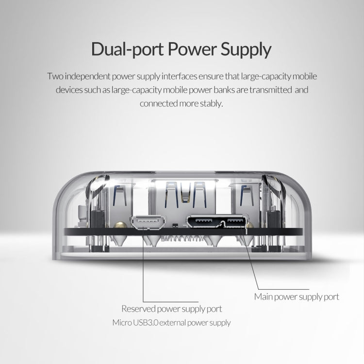 ORICO H4U-U3 4-Port Transparent HUB - USB 3.0 HUB by ORICO | Online Shopping South Africa | PMC Jewellery | Buy Now Pay Later Mobicred