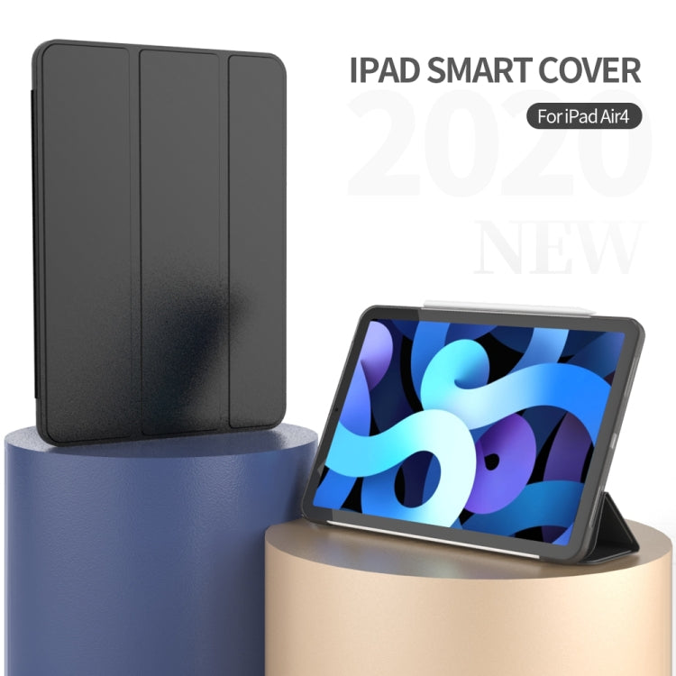 For iPad Air 11 2024 / Air 2022 10.9 Three-folding Surface Leather Matte TPU Bottom Smart Tablet Case(Black) - iPad Air (2022) / (2020) 10.9 Cases by PMC Jewellery | Online Shopping South Africa | PMC Jewellery | Buy Now Pay Later Mobicred