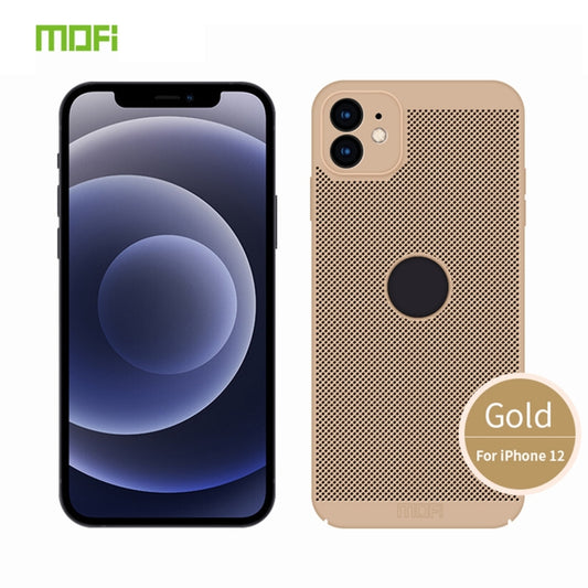 For iPhone 12 MOFi Honeycomb Texture Breathable PC Shockproof Protective Back Cover Case(Gold) - iPhone 12 / 12 Pro Cases by MOFI | Online Shopping South Africa | PMC Jewellery