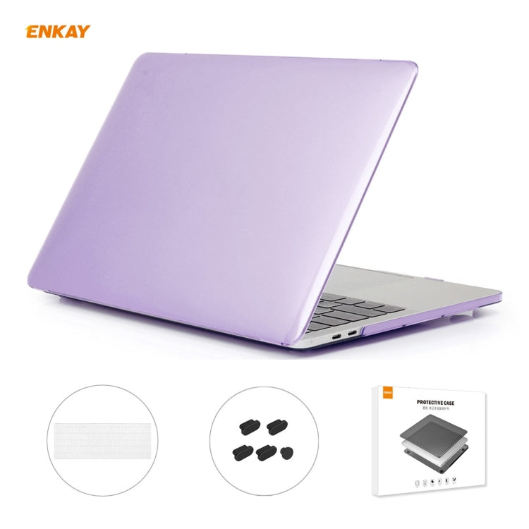 ENKAY 3 in 1 Crystal Laptop Protective Case + US Version TPU Keyboard Film + Anti-dust Plugs Set for MacBook Pro 13.3 inch A1708 (without Touch Bar)(Purple) - MacBook Pro Cases by ENKAY | Online Shopping South Africa | PMC Jewellery | Buy Now Pay Later Mobicred