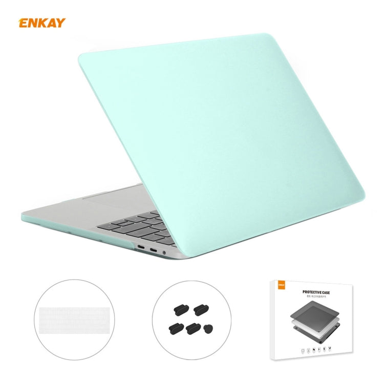 ENKAY 3 in 1 Matte Laptop Protective Case + EU Version TPU Keyboard Film + Anti-dust Plugs Set for MacBook Pro 13.3 inch A1706 / A1989 / A2159 (with Touch Bar)(Green) - MacBook Pro Cases by ENKAY | Online Shopping South Africa | PMC Jewellery | Buy Now Pay Later Mobicred