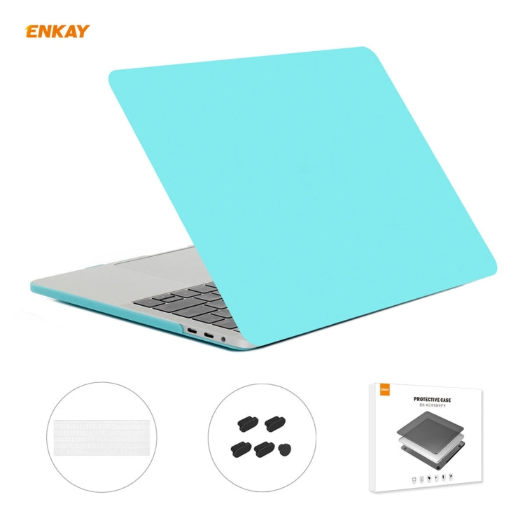 ENKAY 3 in 1 Matte Laptop Protective Case + US Version TPU Keyboard Film + Anti-dust Plugs Set for MacBook Pro 13.3 inch A1708 (without Touch Bar)(Cyan) - MacBook Pro Cases by ENKAY | Online Shopping South Africa | PMC Jewellery | Buy Now Pay Later Mobicred