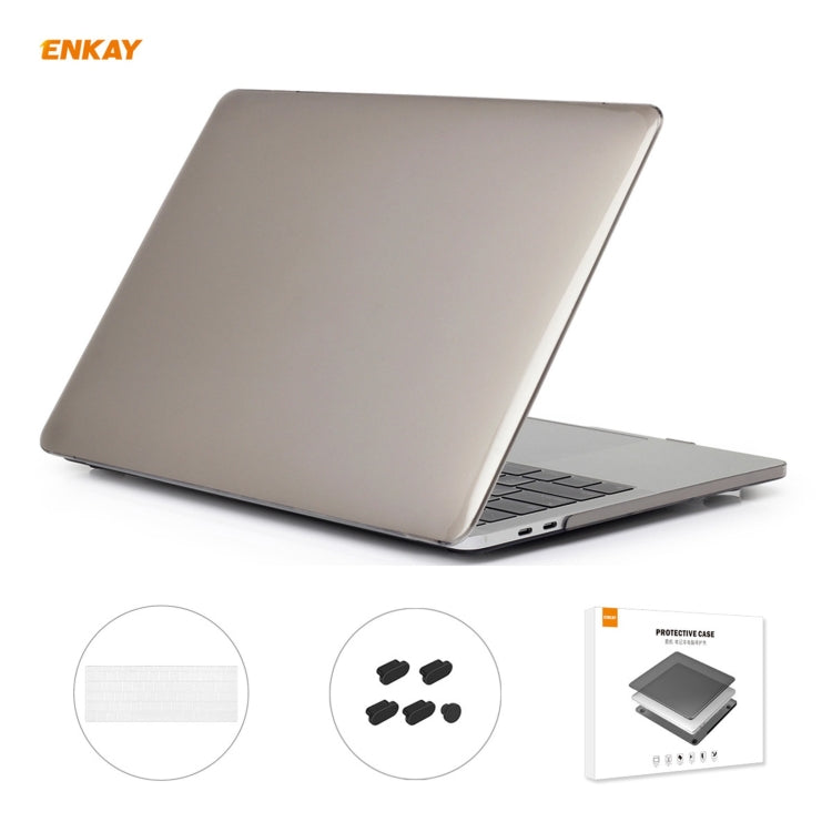 ENKAY 3 in 1 Crystal Laptop Protective Case + US Version TPU Keyboard Film + Anti-dust Plugs Set for MacBook Pro 15.4 inch A1707 & A1990 (with Touch Bar)(Grey) - MacBook Pro Cases by ENKAY | Online Shopping South Africa | PMC Jewellery | Buy Now Pay Later Mobicred