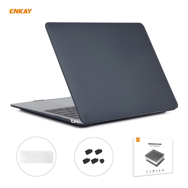 ENKAY 3 in 1 Matte Laptop Protective Case + US Version TPU Keyboard Film + Anti-dust Plugs Set for MacBook Air 13.3 inch A1932 (2018)(Black) - MacBook Air Cases by ENKAY | Online Shopping South Africa | PMC Jewellery | Buy Now Pay Later Mobicred