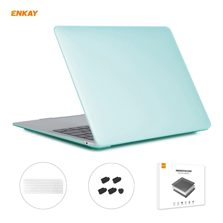 ENKAY 3 in 1 Matte Laptop Protective Case + US Version TPU Keyboard Film + Anti-dust Plugs Set for MacBook Air 13.3 inch A1932 (2018)(Green) - MacBook Air Cases by ENKAY | Online Shopping South Africa | PMC Jewellery | Buy Now Pay Later Mobicred