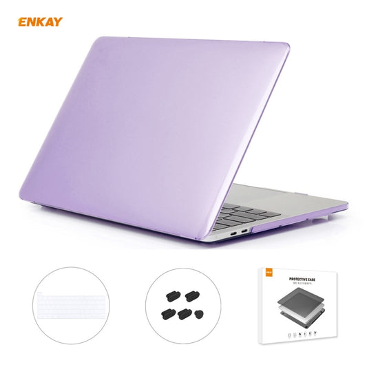 ENKAY 3 in 1 Crystal Laptop Protective Case + US Version TPU Keyboard Film + Anti-dust Plugs Set for MacBook Pro 13.3 inch A2251 & A2289 & A2338 (with Touch Bar)(Purple) - MacBook Pro Cases by ENKAY | Online Shopping South Africa | PMC Jewellery | Buy Now Pay Later Mobicred