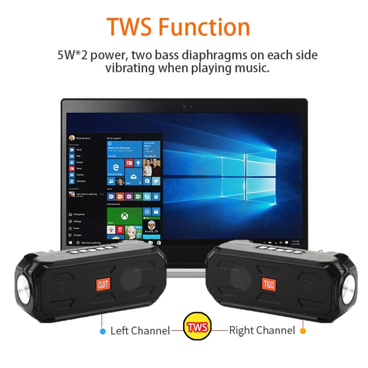 T&G TG280 Solar Power Charging Bluetooth Speakers with Flashlight, Support TF Card / FM / 3.5mm AUX / U Disk / Hands-free Call(Gray) - Desktop Speaker by T&G | Online Shopping South Africa | PMC Jewellery | Buy Now Pay Later Mobicred