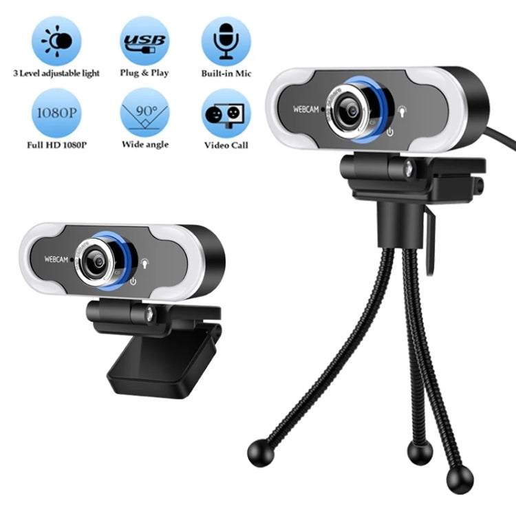 C13 1080P High-Definition Touch 3-level Brightness Web Camera Fill Light Camera Live Webcast Webcam with Tripod - HD Camera by PMC Jewellery | Online Shopping South Africa | PMC Jewellery | Buy Now Pay Later Mobicred