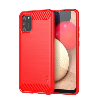 For Samsung Galaxy A02s/M02s/F02s(US Version) MOFI Gentleness Series Brushed Texture Carbon Fiber Soft TPU Case(Red) - Galaxy Phone Cases by MOFI | Online Shopping South Africa | PMC Jewellery