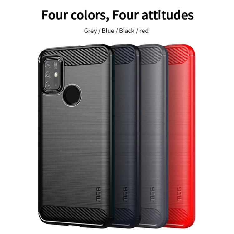 For Motorola Moto G10 / G30 MOFI Gentleness Series Brushed Texture Carbon Fiber Soft TPU Case(Red) - Motorola Cases by MOFI | Online Shopping South Africa | PMC Jewellery