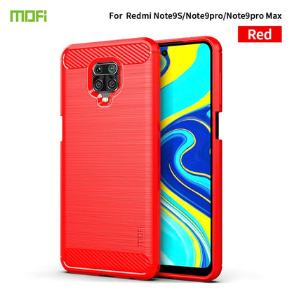 For Xiaomi Redmi Note 9s / Note 9 Pro / Note 9 Pro Max / Foco M2 Pro MOFI Gentleness Series Brushed Texture Carbon Fiber Soft TPU Case(Red) - Xiaomi Cases by MOFI | Online Shopping South Africa | PMC Jewellery