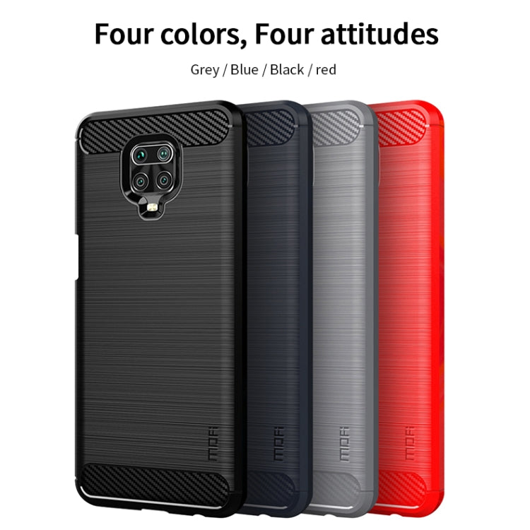 For Xiaomi Redmi Note 9s / Note 9 Pro / Note 9 Pro Max / Foco M2 Pro MOFI Gentleness Series Brushed Texture Carbon Fiber Soft TPU Case(Red) - Xiaomi Cases by MOFI | Online Shopping South Africa | PMC Jewellery