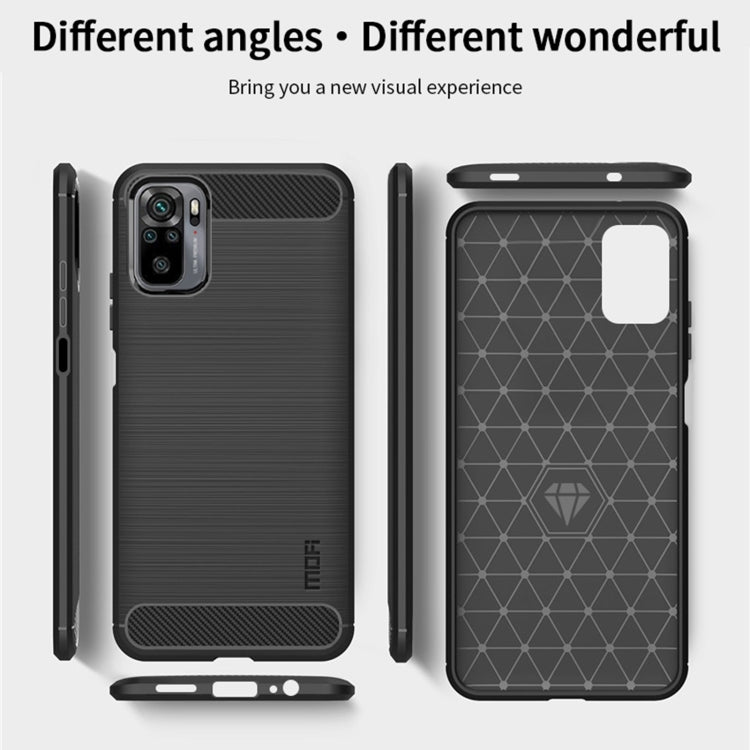 For Xiaomi Redmi Note 10 / Note 10S MOFI Gentleness Series Brushed Texture Carbon Fiber Soft TPU Case(Black) - Xiaomi Cases by MOFI | Online Shopping South Africa | PMC Jewellery | Buy Now Pay Later Mobicred