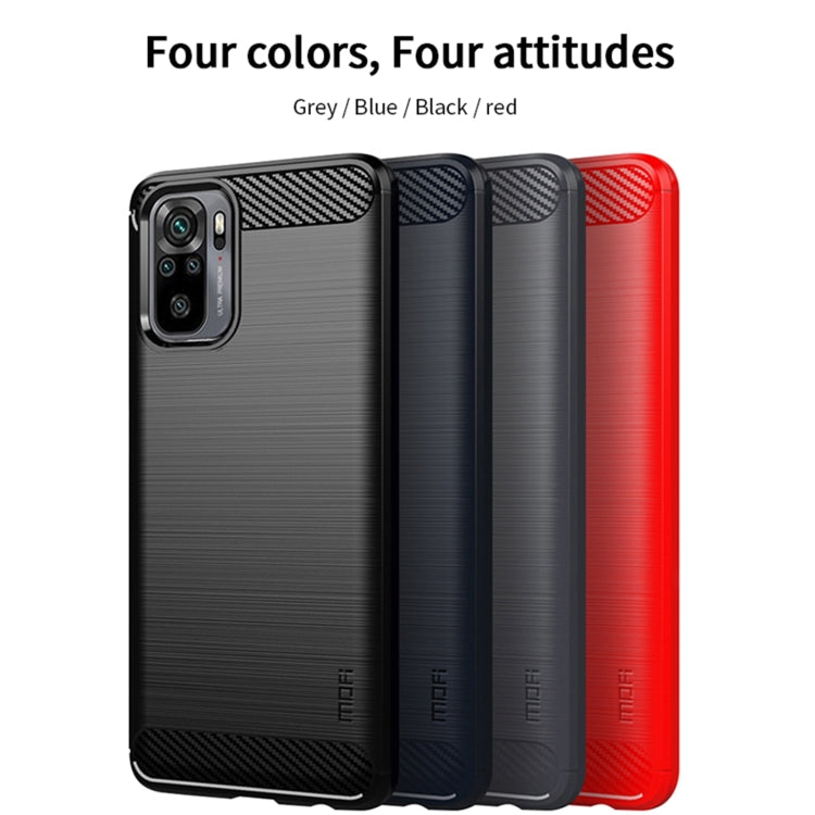 For Xiaomi Redmi Note 10 / Note 10S MOFI Gentleness Series Brushed Texture Carbon Fiber Soft TPU Case(Red) - Xiaomi Cases by MOFI | Online Shopping South Africa | PMC Jewellery