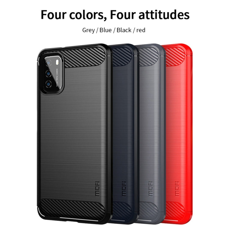 For Xiaomi Poco M3 / Redmi 9T MOFI Gentleness Series Brushed Texture Carbon Fiber Soft TPU Case(Blue) - Xiaomi Cases by MOFI | Online Shopping South Africa | PMC Jewellery