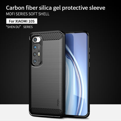 For Xiaomi Mi 10S MOFI Gentleness Series Brushed Texture Carbon Fiber Soft TPU Case(Black) - Xiaomi Cases by MOFI | Online Shopping South Africa | PMC Jewellery | Buy Now Pay Later Mobicred