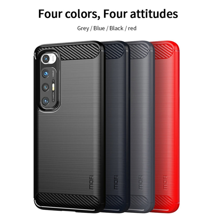 For Xiaomi Mi 10S MOFI Gentleness Series Brushed Texture Carbon Fiber Soft TPU Case(Red) - Xiaomi Cases by MOFI | Online Shopping South Africa | PMC Jewellery | Buy Now Pay Later Mobicred