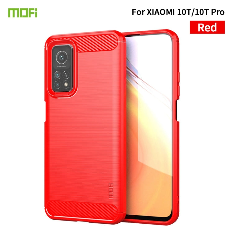 For Xiaomi Mi 10T / 10T Pro / Redmi  K30S MOFI Gentleness Series Brushed Texture Carbon Fiber Soft TPU Case(Red) - Xiaomi Cases by MOFI | Online Shopping South Africa | PMC Jewellery