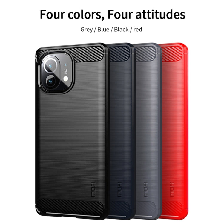 For Xiaomi Mi 11 MOFI Gentleness Series Brushed Texture Carbon Fiber Soft TPU Case(Red) - Xiaomi Cases by MOFI | Online Shopping South Africa | PMC Jewellery | Buy Now Pay Later Mobicred