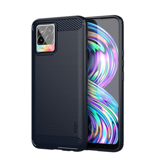 For OPPO Realme 8 / 8 Pro MOFI Gentleness Series Brushed Texture Carbon Fiber Soft TPU Case(Blue) - Realme Cases by MOFI | Online Shopping South Africa | PMC Jewellery