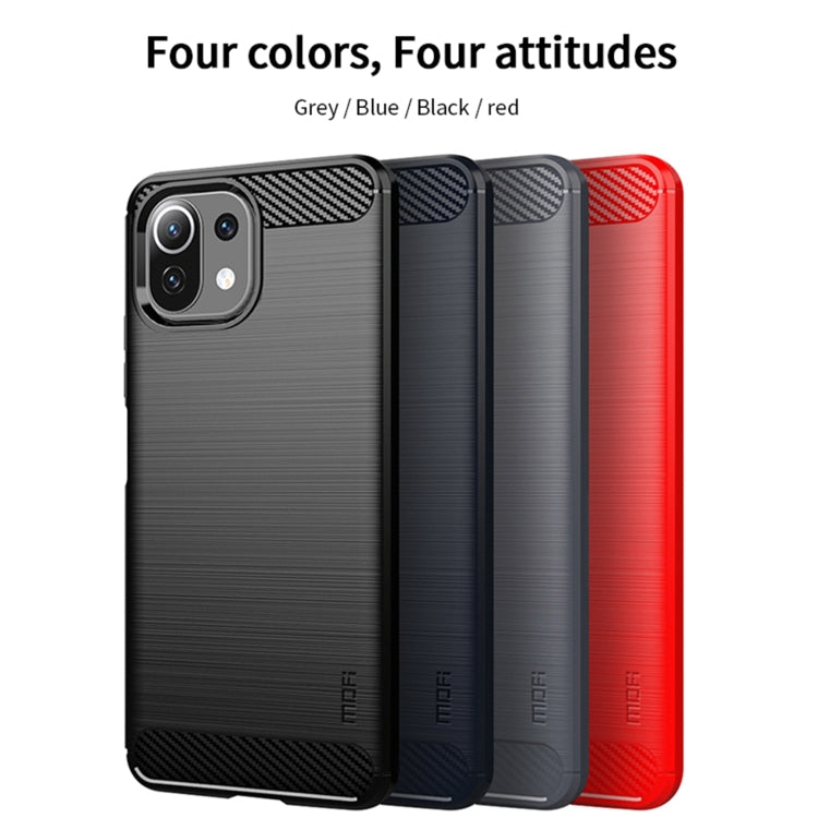 For Xiaomi Mi 11 Lite MOFI Gentleness Series Brushed Texture Carbon Fiber Soft TPU Case(Red) - Xiaomi Cases by MOFI | Online Shopping South Africa | PMC Jewellery