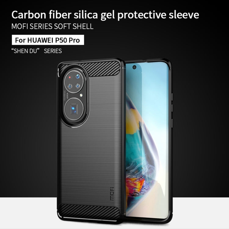 For Huawei P50 Pro MOFI Gentleness Series Brushed Texture Carbon Fiber Soft TPU Case(Blue) - Huawei Cases by MOFI | Online Shopping South Africa | PMC TechLife | Buy Now Pay Later Mobicred