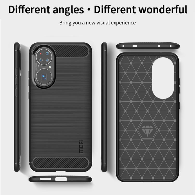 For Huawei P50 Pro MOFI Gentleness Series Brushed Texture Carbon Fiber Soft TPU Case(Blue) - Huawei Cases by MOFI | Online Shopping South Africa | PMC Jewellery