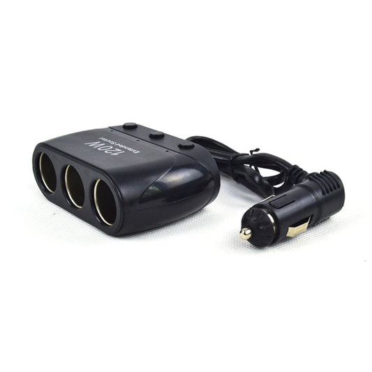 Cigarette Lighter Adapter Splitter 3 Sockets Cigarette Lighter Splitter 12V/24V Power Car Charger(Black) - Cigar Socket by PMC Jewellery | Online Shopping South Africa | PMC Jewellery | Buy Now Pay Later Mobicred