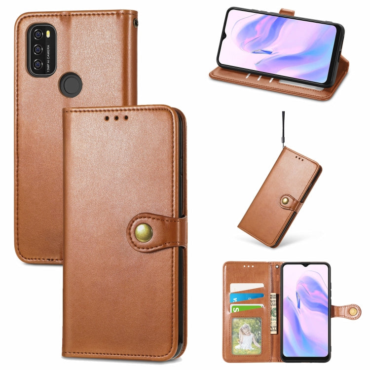 For Blackview A70 Solid Color Leather Buckle Phone Case with Lanyard & Photo Frame & Card Slot & Wallet & Stand Function(Brown) - More Brand by PMC Jewellery | Online Shopping South Africa | PMC Jewellery | Buy Now Pay Later Mobicred