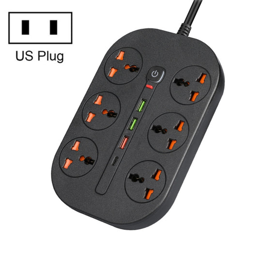 T21 PD3.0 + QC3.0 Multi Hole Row Plug 3000W High Power Socket, US Plug(Black) - Extension Socket by PMC Jewellery | Online Shopping South Africa | PMC Jewellery | Buy Now Pay Later Mobicred