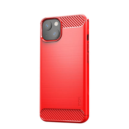 For iPhone 13 mini MOFI Gentleness Series Brushed Texture Carbon Fiber Soft TPU Case  (Red) - iPhone 13 mini Cases by MOFI | Online Shopping South Africa | PMC Jewellery | Buy Now Pay Later Mobicred