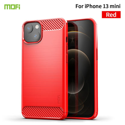 For iPhone 13 mini MOFI Gentleness Series Brushed Texture Carbon Fiber Soft TPU Case  (Red) - iPhone 13 mini Cases by MOFI | Online Shopping South Africa | PMC Jewellery | Buy Now Pay Later Mobicred