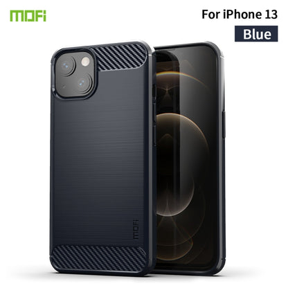 For iPhone 13 MOFI Gentleness Series Brushed Texture Carbon Fiber Soft TPU Case (Blue) - iPhone 13 Cases by MOFI | Online Shopping South Africa | PMC Jewellery | Buy Now Pay Later Mobicred