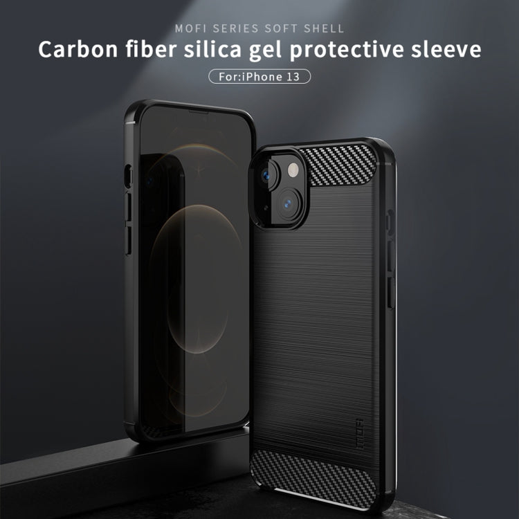 For iPhone 13 MOFI Gentleness Series Brushed Texture Carbon Fiber Soft TPU Case (Red) - iPhone 13 Cases by MOFI | Online Shopping South Africa | PMC TechLife | Buy Now Pay Later Mobicred