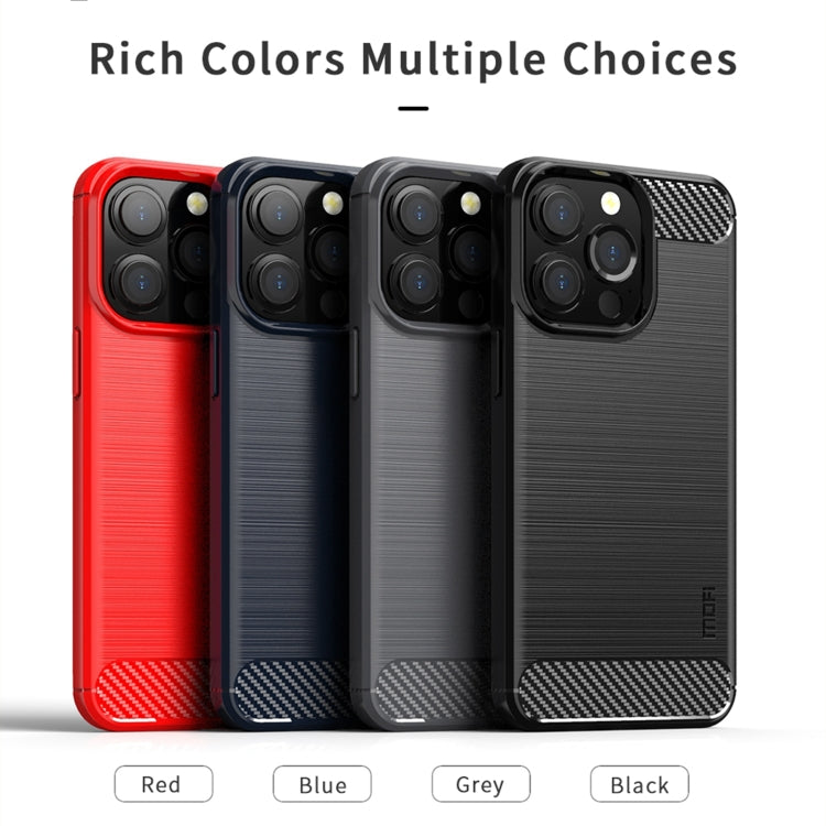 For iPhone 13 Pro MOFI Gentleness Series Brushed Texture Carbon Fiber Soft TPU Case  (Red) - iPhone 13 Pro Cases by MOFI | Online Shopping South Africa | PMC Jewellery | Buy Now Pay Later Mobicred