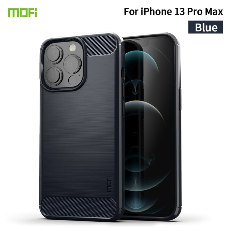 For iPhone 13 Pro Max MOFI Gentleness Series Brushed Texture Carbon Fiber Soft TPU Case  (Blue) - iPhone 13 Pro Max Cases by MOFI | Online Shopping South Africa | PMC Jewellery