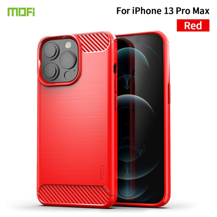 For iPhone 13 Pro Max MOFI Gentleness Series Brushed Texture Carbon Fiber Soft TPU Case  (Red) - iPhone 13 Pro Max Cases by MOFI | Online Shopping South Africa | PMC Jewellery