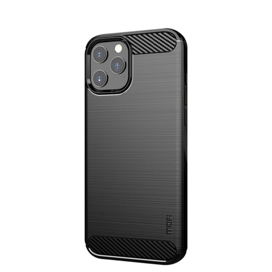 For iPhone 12 / 12 Pro MOF Gentleness Series Brushed Texture Carbon Fiber Soft TPU Case(Black) - iPhone 12 / 12 Pro Cases by MOFI | Online Shopping South Africa | PMC Jewellery