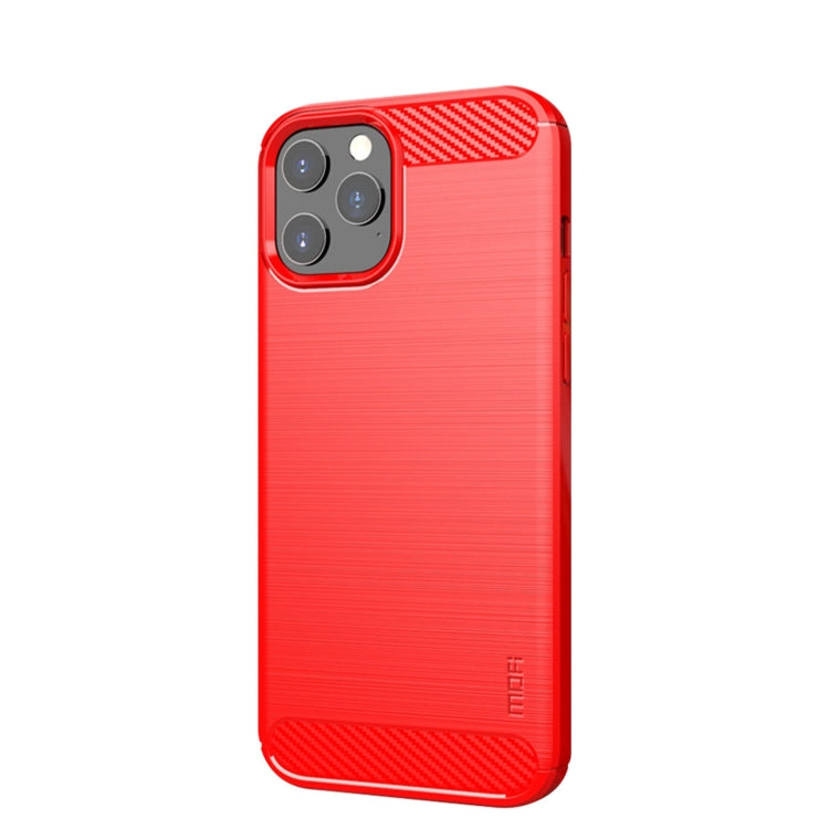 For iPhone 12 / 12 Pro MOF Gentleness Series Brushed Texture Carbon Fiber Soft TPU Case(Red) - iPhone 12 / 12 Pro Cases by MOFI | Online Shopping South Africa | PMC Jewellery