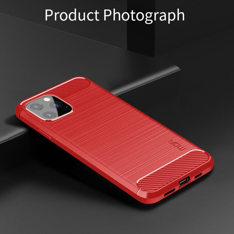 For iPhone 12 / 12 Pro MOF Gentleness Series Brushed Texture Carbon Fiber Soft TPU Case(Red) - iPhone 12 / 12 Pro Cases by MOFI | Online Shopping South Africa | PMC Jewellery