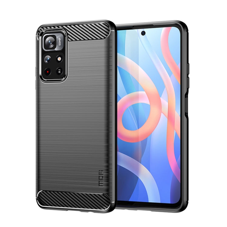 For Xiaomi Redmi Note11 / Poco M4 Pro 5G MOFI Gentleness Series Brushed Texture Carbon Fiber Soft TPU Phone Case(Black) - Xiaomi Cases by MOFI | Online Shopping South Africa | PMC Jewellery