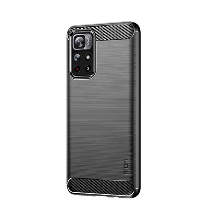 For Xiaomi Redmi Note11 / Poco M4 Pro 5G MOFI Gentleness Series Brushed Texture Carbon Fiber Soft TPU Phone Case(Black) - Xiaomi Cases by MOFI | Online Shopping South Africa | PMC Jewellery