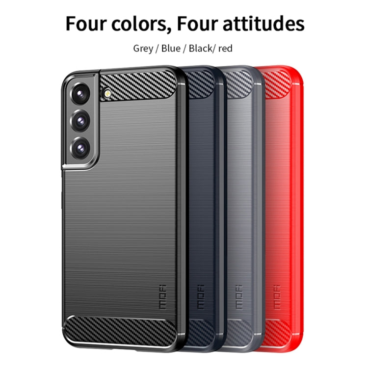 For Samsung Galaxy S22 5G MOFI Gentleness Series Brushed Texture Carbon Fiber Soft TPU Case(Red) - Galaxy S22 5G Cases by MOFI | Online Shopping South Africa | PMC Jewellery | Buy Now Pay Later Mobicred