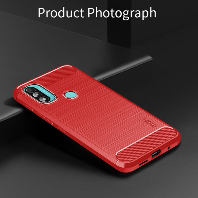 For Motorola Moto E20 / E30 / E40 MOFI Gentleness Series Brushed Texture Carbon Fiber Soft TPU Case(Red) - Motorola Cases by MOFI | Online Shopping South Africa | PMC Jewellery