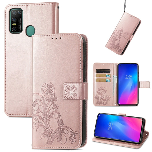 For Doogee N30 Four-leaf Clasp Embossed Buckle Mobile Phone Protection Leather Case(Rose Glod) - More Brand by PMC Jewellery | Online Shopping South Africa | PMC Jewellery | Buy Now Pay Later Mobicred